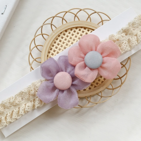 Baby Lace Flower Headband Elastic Soft Fabric Floral Hair Band For Infant Toddler Photoshoot Newborn Headwear