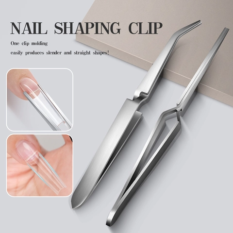 Professionele Nagelvormclips Roestvrij Staal C-Curve Tweezers Voor Acryl Verlenging Manicure Tool Rechte Gebogen Punten