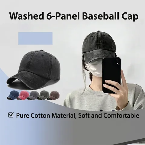 Cappello Da Baseball In Cotone Lavato Retro Vintage Distressed Dad Hat Regolabile Traspirante Protezione Solare Unisex