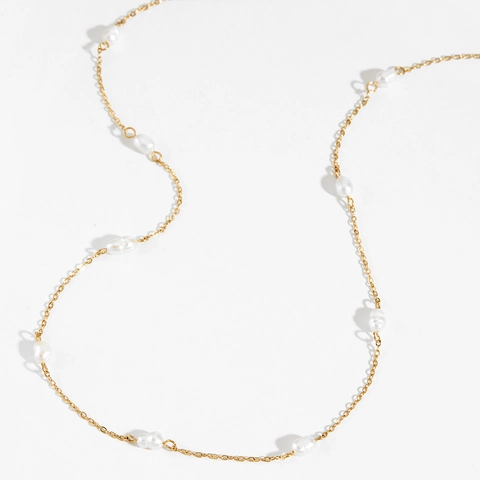 Collana Künstliche Perle Coltivate Acqua Dolce Barocche Acciaio Inossidabile Künstliche Perle Irregolari Catena Sottile Gioielli Eleganti Da Donna