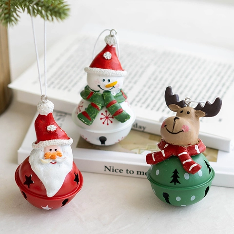 Campanelli Natalizi in Resina Babbo Natale Pupazzo di Neve Renna in Ferro Intagliato Decorazione per Albero di Natale Casa
