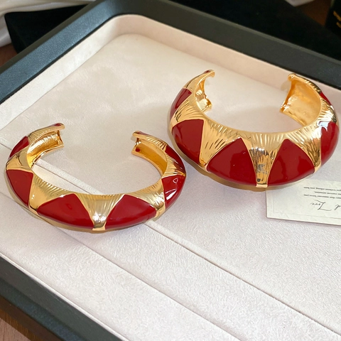Franse Vintage Emaille Manchet Armband Geometrische Legering Open Verstelbare Bangle Voor Vrouwen Retro Sieraden