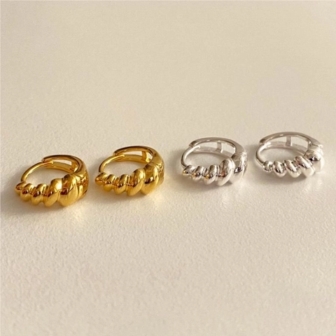 Gedraaide Croissant Hoop Oorbellen 925 Sterling Zilver Franse Retro Stijl Eenvoudige Minimalistische Getextureerde Sieraden