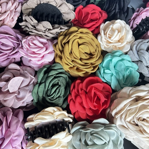 Pinza Para El Cabello De Flor Rosa Grande Vintage Tela Camelia Horquilla Accesorio De Peinado Elegante Tocado Floral