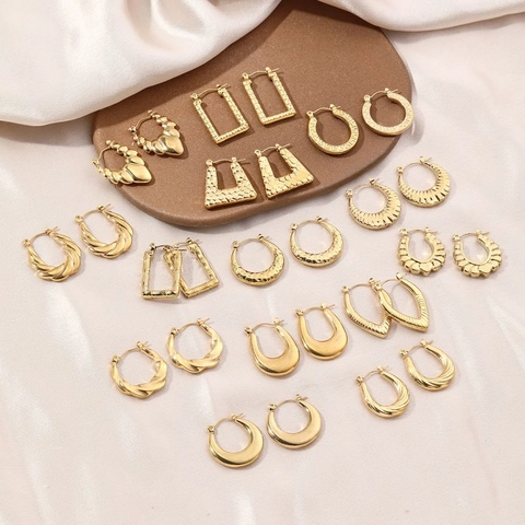Minimalistische Unregelmäßige Edelstahl Creolen Für Damen Französisch Vintage Geometrische Vergoldete High End Schmuck