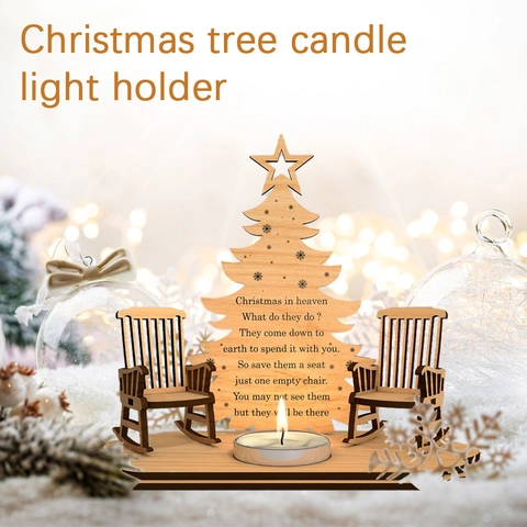 Portavelas Árbol De Navidad Conmemorativo Madera Ornamento Recuerdo Sillas Mecedoras Decoración Hogar Para Seres Queridos En El Cielo