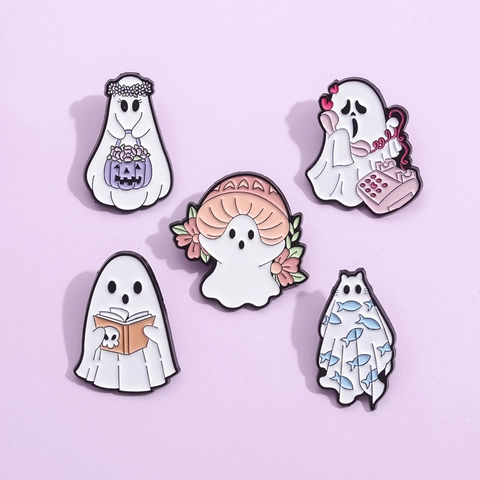 Spille In Smalto Fantasma Cartone Animato Kawaii Halloween Spille In Lega Per Vestiti Zaino Decorazione Gioielli Di Moda