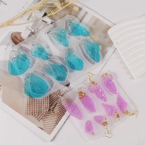 Butterfly Wings Silicone Mold For Resin Casting Jewelry Making DIY Earring Pendant Feather Shapes Translucent Flexible Tool