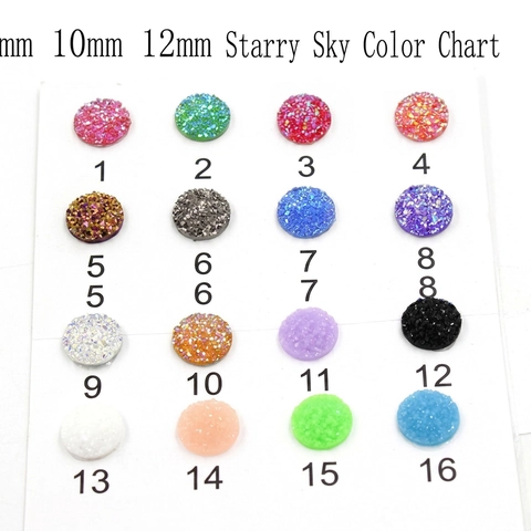 Cabujones Druzy Redondos Resina Parte Posterior Plana Brillo Centelleante Efecto Estrellado Cuentas Para Fabricación De Joyas DIY Decoración
