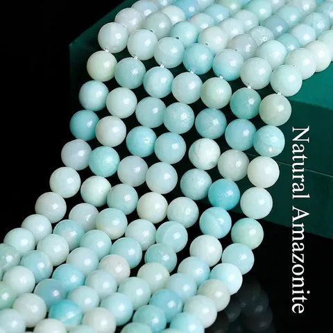 Natural Amazonite Beads Round Loose Gemstone Polished Matte Stone For DIY Jewelry Making Bracelet Necklace Accessories