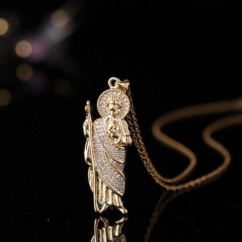 Collana Con Pendente Santa Muerte St Jude Rame Con Zirconia Cubica Colorata Tristo Mietitore Gioielli Religiosi Hip Hop Accessorio