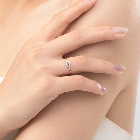 925 Sterling Silber Teufelsauge Halskette Armband Ring Blau Weiß Zirkonia Pave Schmuck Kollektion Für Frauen Trendy