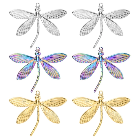 Stainless Steel Dragonfly Pendant Necklace For Women Delicate Wing Texture Animal Theme Jewelry Elegant Gift