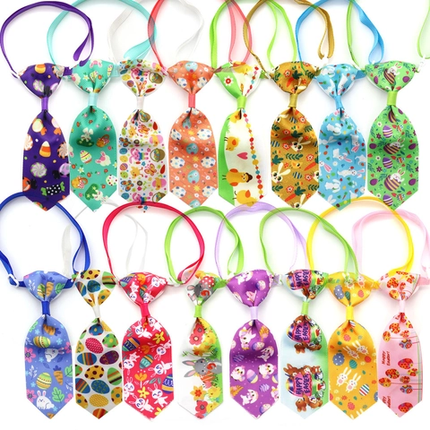 Easter Pet Necktie Polyester Grosgrain Ribbon Adjustable Buckle Holiday Bunny Egg Print For Dogs Cats Accessories