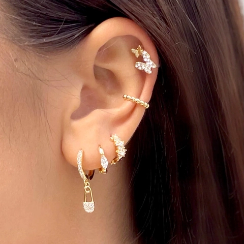 Colorful Zircon Flower Hoop Earrings With Silver Earring Post Copper Gold Plated Elegant Jewelry For Women
