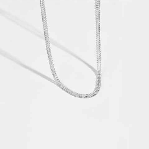 925 Sterlingsilber Rechteckig Strass Tennis Halskette Minimalistisch Luxus Schlüsselbein Kette Für Damen Herren Schmuck
