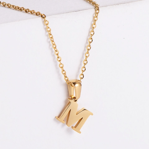 Minimalist Capital Initial Letter Pendant Necklace Gold Plated Stainless Steel Laser Cut High Polished Jewelry For Women