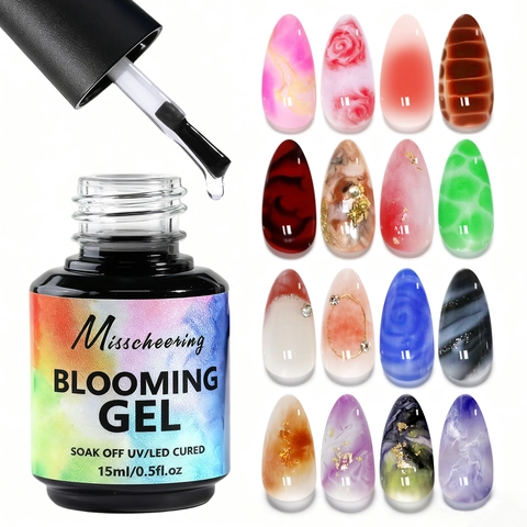 Smalto Per Unghia Blooming Gel Chiaro Trasparente Sfumato Effetto Marmo Soak Off UV LED Polimerizzante Gel Funzionale Nail Art