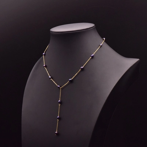 Vintage 925 Sterling Zilver Zoetwaterparel Y-Vormige Halsketting Verguld Zwarte Parel Elegante Lange Ketting Sieraden Voor Dames