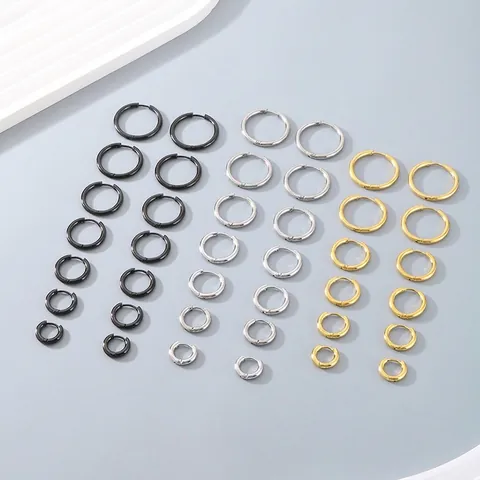 Orecchini A Cerchio Acciaio Inossidabile Liscio Geometrico Minimalista Nicchia Stile Ins Moda Versatile Per Donne