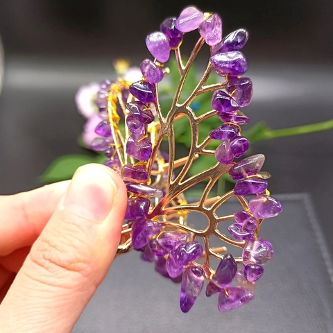 Natural Crystal Butterfly Hair Claw Clip Alloy Metal Hollow Out Handmade Hair Accessories For Women
