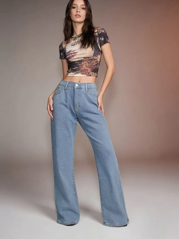 Women High Waisted Wide Leg Jeans Cotton Denim Straight Leg Slimming Vintage Washed Casual Commute Five Pockets