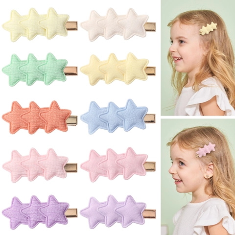 Handgemaakte Kinder Macaron Ster Haarspelden Zoete Polyester Ster Haarnadelen Voor Meisjes Dagelijkse Mode Haaraccessoires