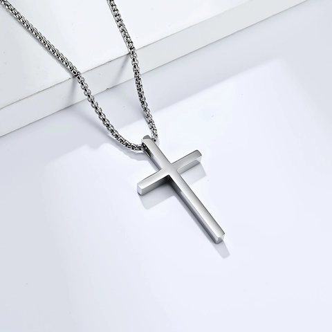 Minimalistische Kruis Hanger Ketting Roestvrij Staal Hoogglans Religieus Geloof Sieraden Voor Mannen Vrouwen Dagelijks Cadeau