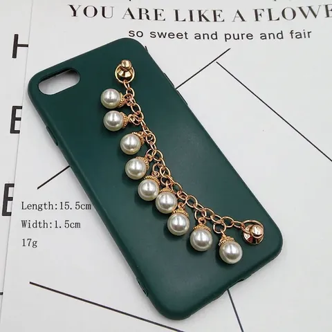 Mode Legierung Künstliche Perle Handyhülle Dekoration Kette Für Damen Elegante Herz Anhänger DIY Schmuck Zubehör