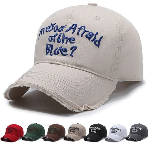 Distressed Baseball Cap Cotton Embroidered Letters Sunshade Outdoor Retro Fashion Adjustable For Men Women