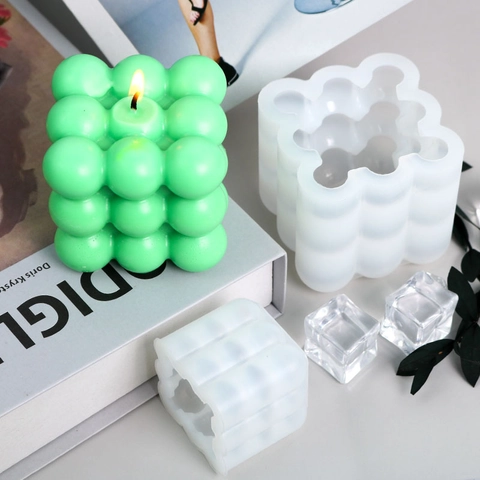 Moule À Bougie Cube Bulle Silicone DIY Savon Artisanal Résine Artisanat Flexible Antiadhésif Multi Cavités Décoratif Maison