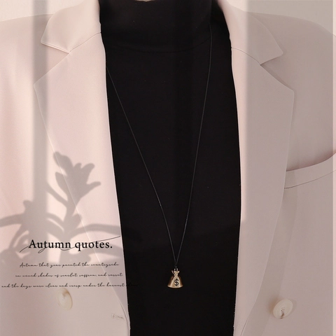 Chic Geldbeutel Anhänger Halskette Legierung Edelstahl Personalisiert Glückspouch Dollarzeichen Pulloverkette Damen Schmuck
