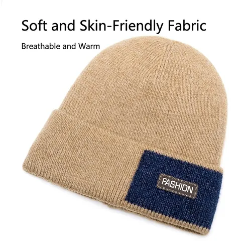 Berretto In Maglia Foderato In Pile Invernale Caldo Antivento Patchwork A Costine Skull Cap Per Uomo Donna