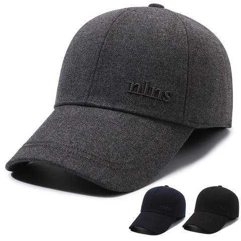 Gorra De Béisbol De Invierno Para Hombre Gruesa Cálida A Prueba De Viento Con Orejeras Algodón Lana Exterior Casual