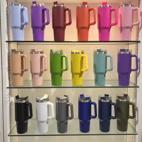 Vacuum Insulated Tumbler 304 Stainless Steel With Handle And Straw Large Capacity Car Mug For Travel Coffee Water