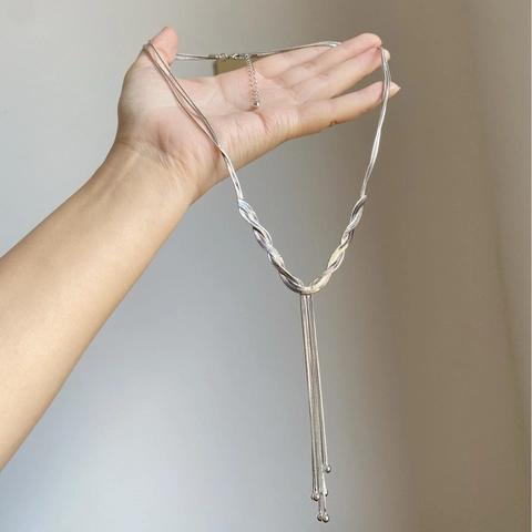 Lange Quasten Y Halskette Kupfer Schlangenkette Mehrlagig Knoten Minimalistisch Schick Für Damen