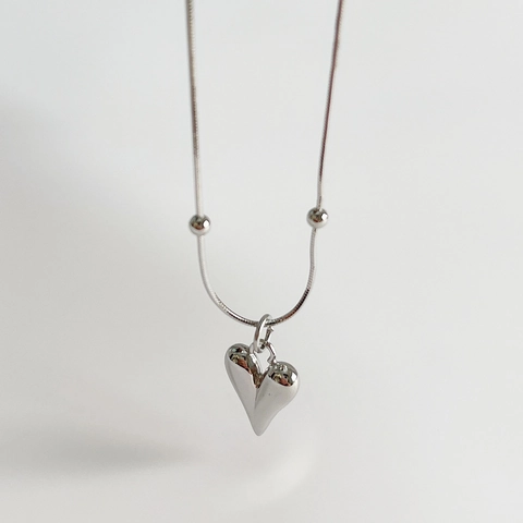 Collana Con Pendente A Cuore In Argento Sterling 925 Gioielli Minimalisti Catena A Serpente Con Perline Per Donna Elegante