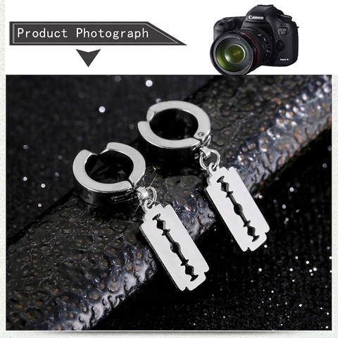 Edelstahl Rasierklinge Anhänger Creolen Für Herren Damen Punk Hip Hop Street Style Schmuck Retro Industrie Look