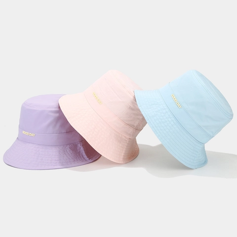 Sombrero de Pescador con Parche de Letras GOOD DAY para Mujer Hombre Protección Solar Poliéster Plegable Viaje Playa Verano