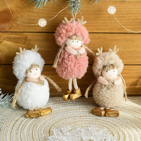 Ornements À Suspendre Pour Arbre De Noël En Peluche Poupée Ange À Bois De Renne Pour Décoration De Fête Festive Maison