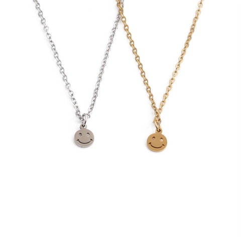 Collar Con Colgante De Emoji De Cara Sonriente De Acero Inoxidable Joyería Redonda Pulida Para Hombres Mujeres