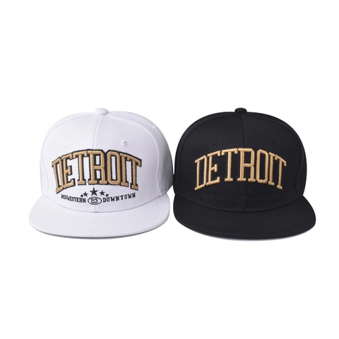 Gorra de Béisbol de Algodón con Bordado de Letras Detroit Ala Plana Hip Hop Snapback para Hombres Mujeres Streetwear Protección Solar Ajustable