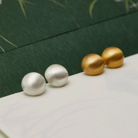 Minimalist Brushed Metal Ball Stud Earrings With 925 Sterling Silver Earring Post Gold Silver Ball Ear Clips For Women