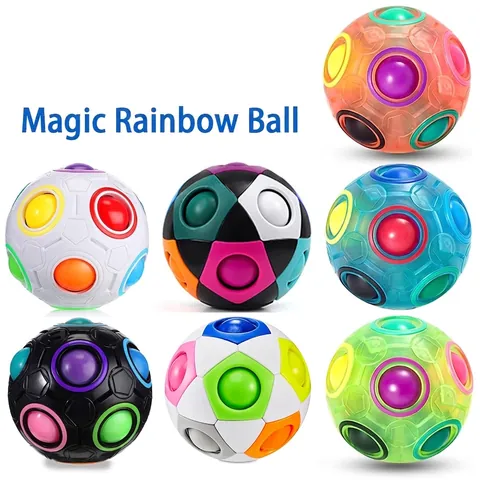 Magic Rainbow Ball Puzzle Toy Plastic Stress Relief Fidget Cube Brain Teaser Educational Game For Kids And Adults