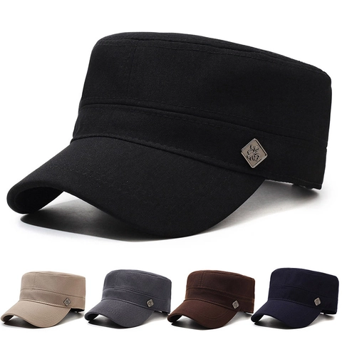 Berretto Cadet Da Uomo In Twill Di Cotone Fodera In Rete Traspirante Cappello Militare Vintage Regolabile Sole All Aperto