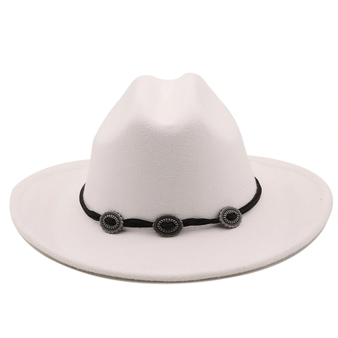 Cappello Fedora A Tesa Larga In Feltro Di Lana Vintage Western Cowboy Jazz Con Fascia Con Fibbia In Metallo Per Uomo Donna