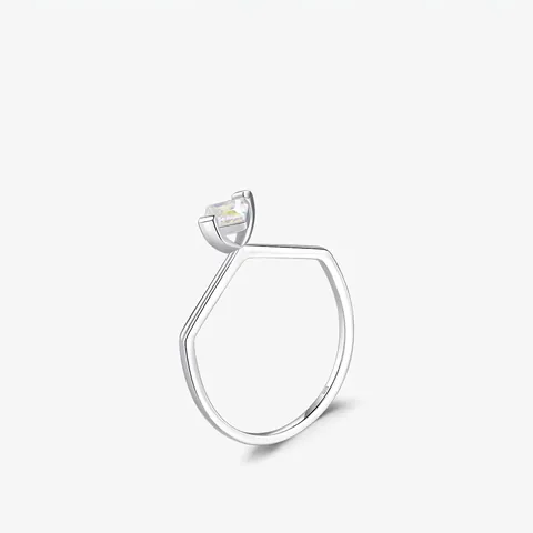 Anello In Argento Sterling 925 Con Zircone Quadrato Cangiante Gioielli Geometrici Minimalisti Per Donna
