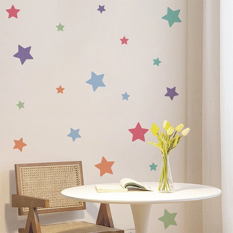 Bunte Wandaufkleber PVC Selbstklebend Stern Kreis Balken Muster Kinderzimmer Wohndekor Ästhetik