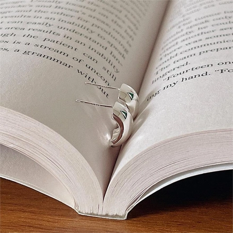 Orecchini a Bottone Curvi in Argento Sterling 925 per Donna Minimalista Geometrico Lucido Placcato Oro Argento Gioielli di Moda Quotidiani