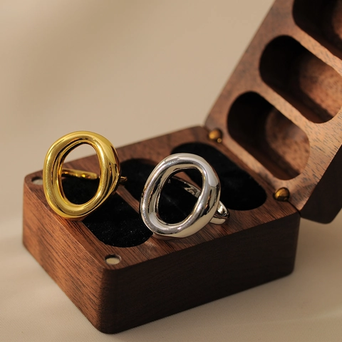 Bague Ouverte Ovale Irrégulière Pour Femmes Hommes Bijoux En Cuivre Minimalistes Plaqué Or Argent Bague Réglable Cadeau Mode